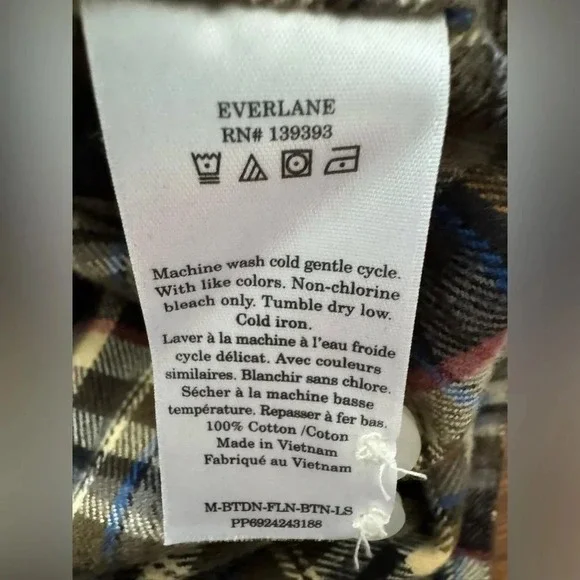 EVERLANE Men's Plaid Flannel Button Down Shirt Long Sleeve Beechwood Size L - Picture 13 of 13